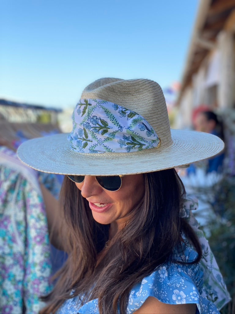 Zinnia Sun Hat - Wide &amp; Short French Blue Grosgrain Ribbon | Sarah Bray Bermuda