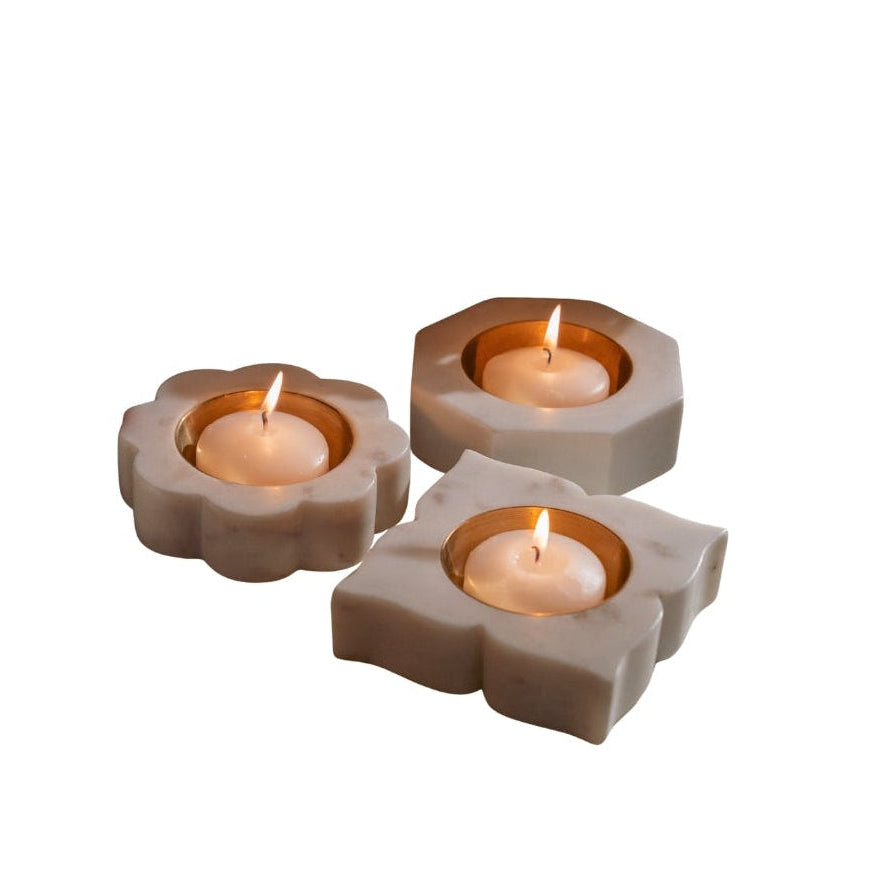 Banswara Marble Candleholder Trio