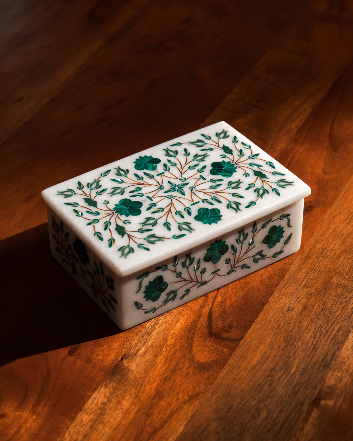 Malachite & White Mother of Pearl Inlay Box (BACK IN STOCK)