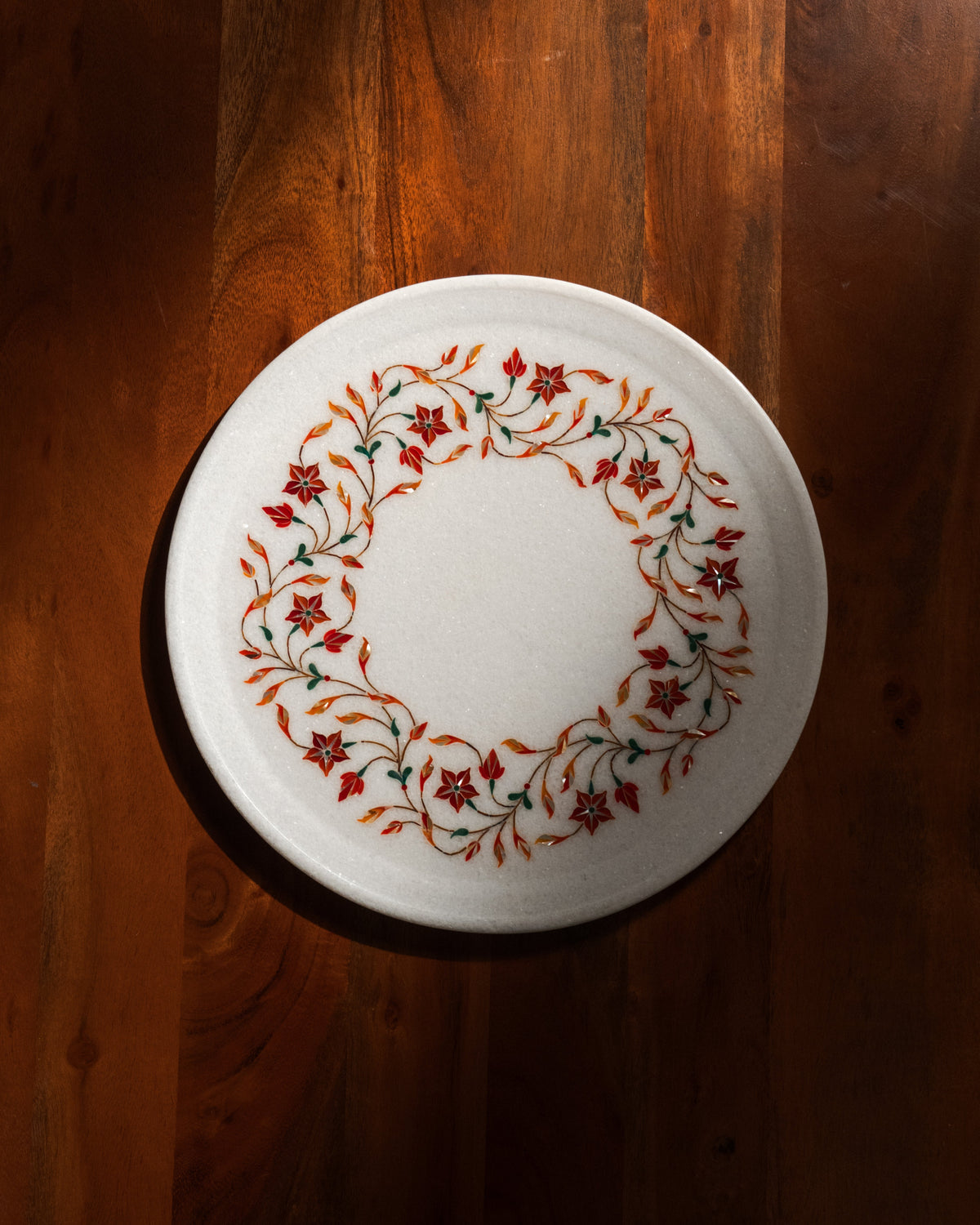 White Round Inlay Platter | Sangemar
