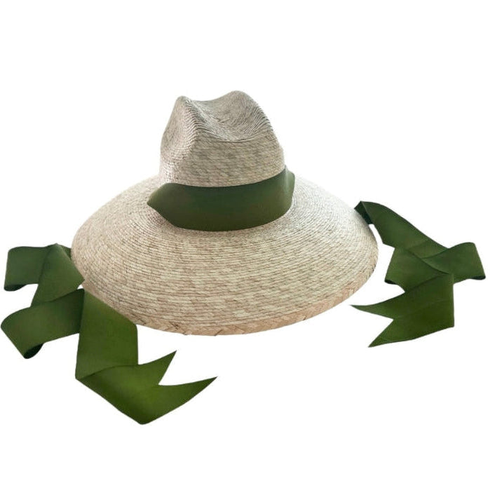 Hollyhock Sun Hat - Long Olive Green Grosgrain Ribbon | Sarah Bray Bermuda