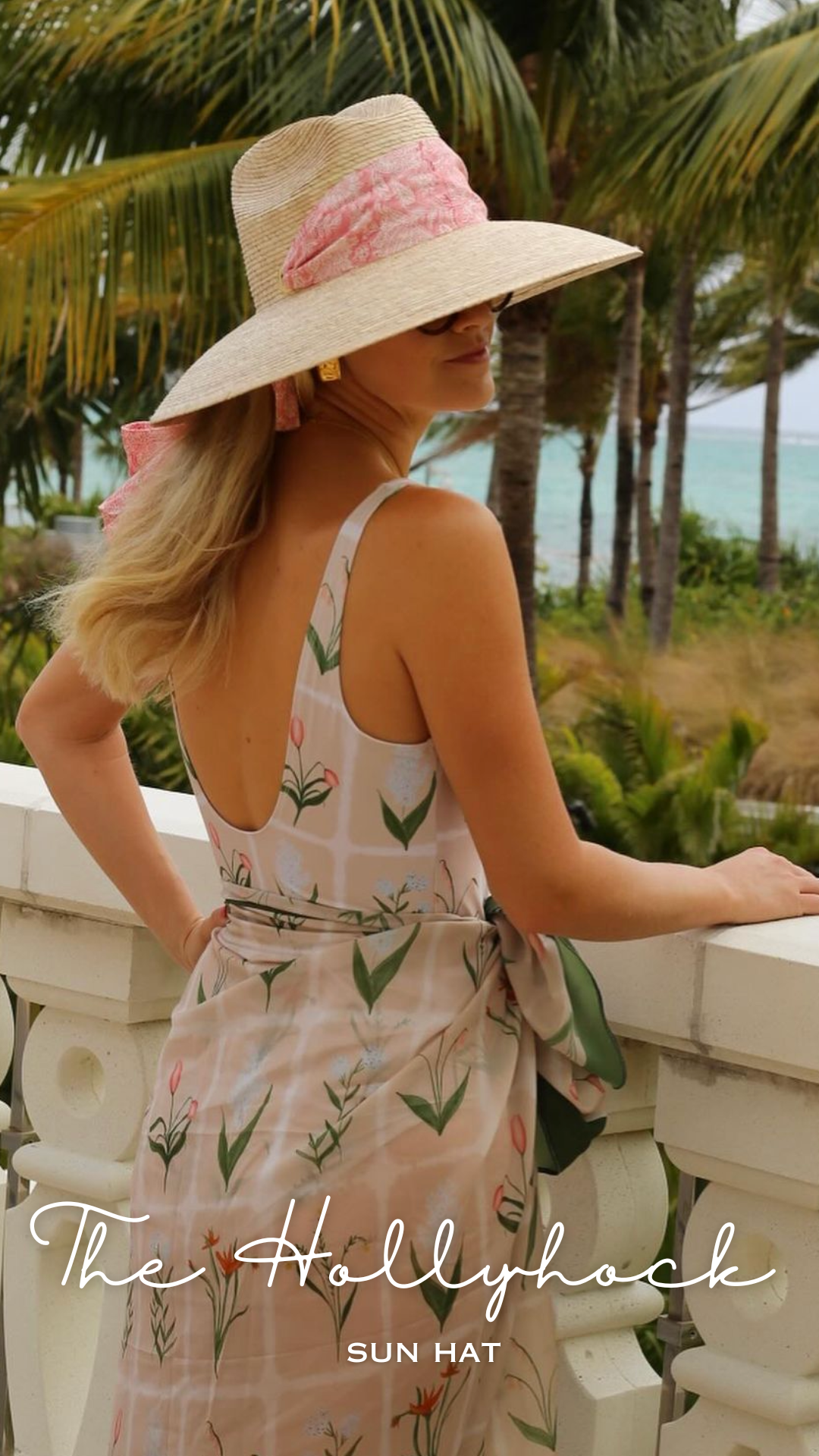 Hollyhock Sun Hat - White Long Grosgrain Ribbon