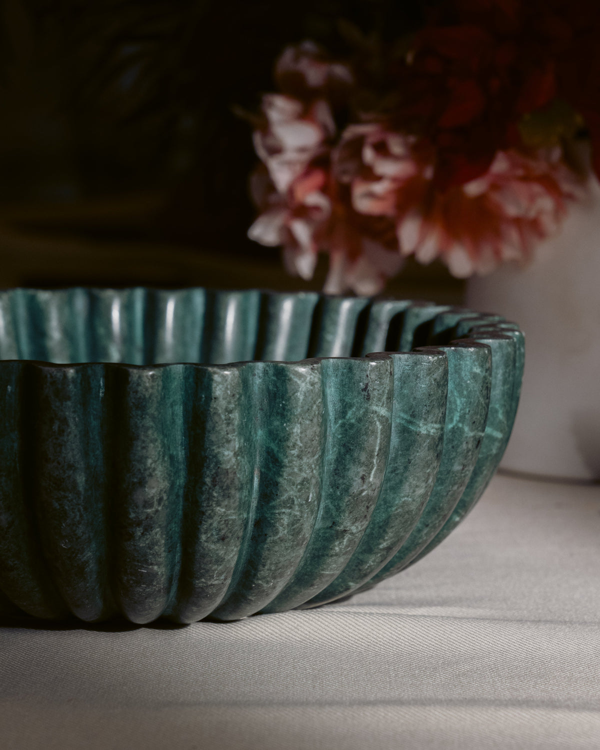 Fluted Forest Green Marble Bowl | Sangemar