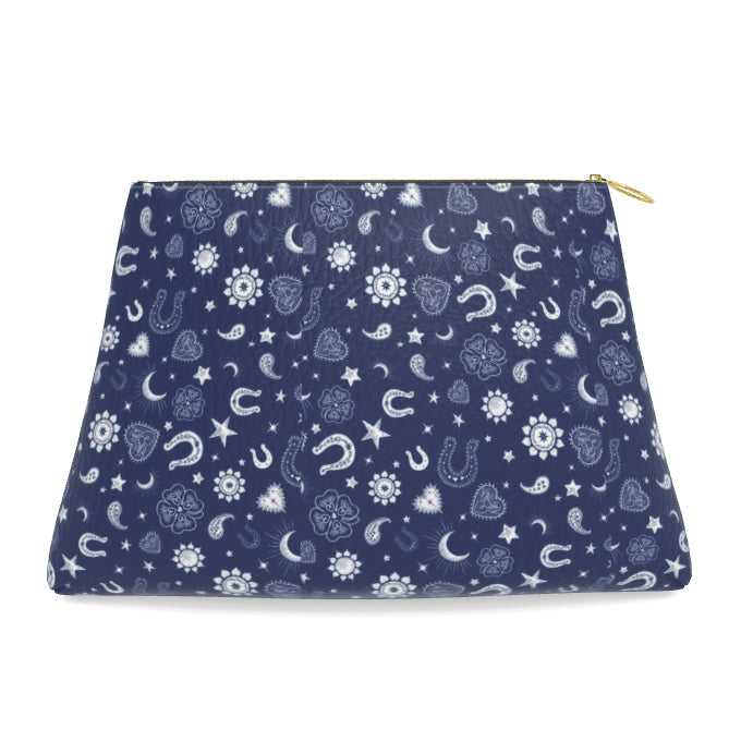 Roomy Leather Clutch, Hearts &amp; Horseshoes