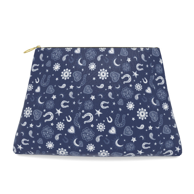 Roomy Leather Clutch, Hearts &amp; Horseshoes