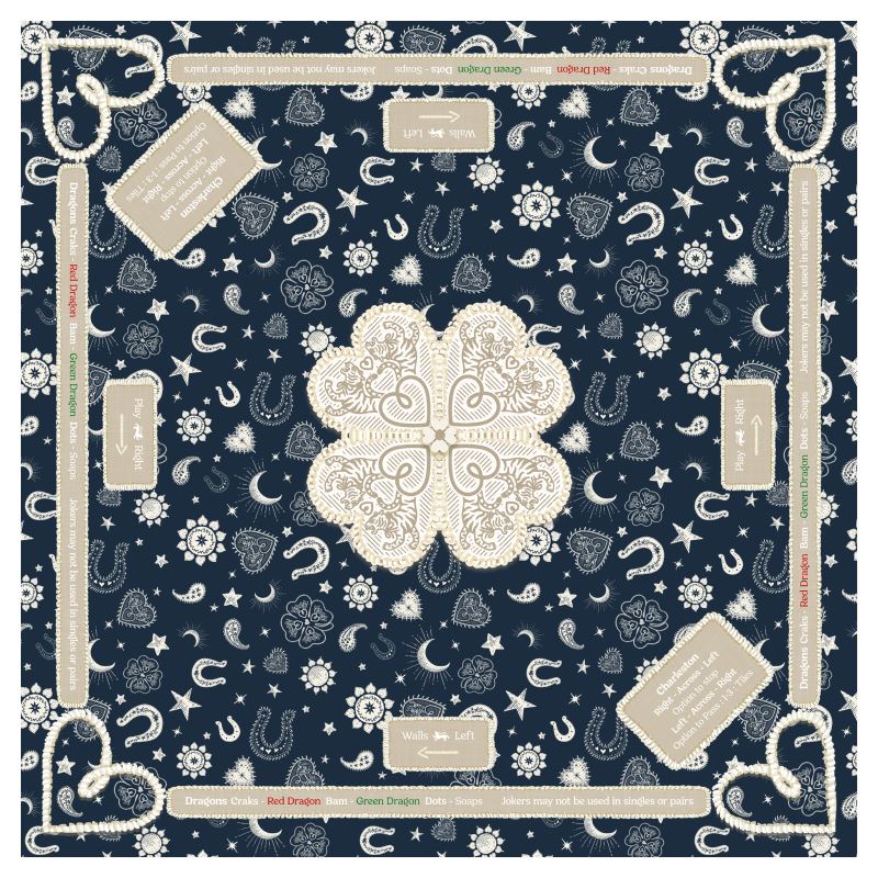 Mahjong Gaming Mat, HEARTS & HORSESHOES **RULES EDITION