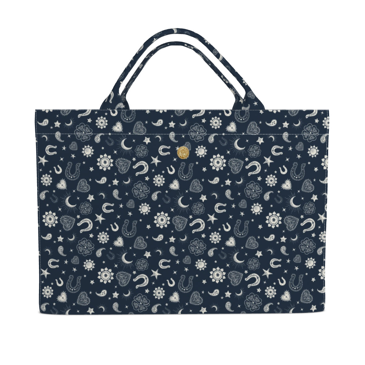 Jumbo Slouchy Denim Tote, HEARTS AND HORSESHOES