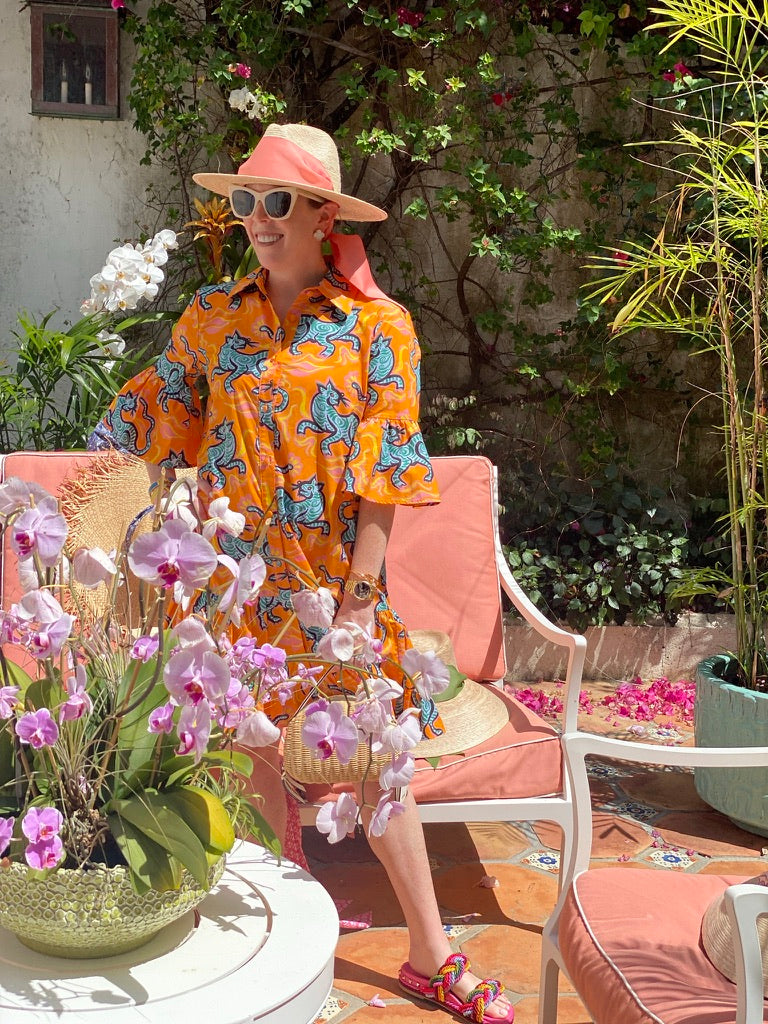 Zinnia Sun Hat - Wide &amp; Short French Blue Grosgrain Ribbon | Sarah Bray Bermuda