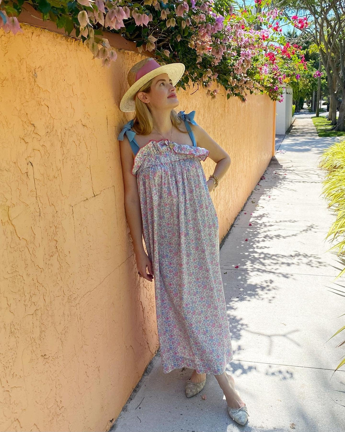 Zinnia Sun Hat - Wide &amp; Short French Blue Grosgrain Ribbon | Sarah Bray Bermuda