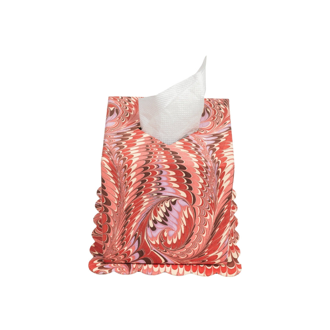Hand-Marbled Tissue Box Cover - Florentine Pink  | Inner Child