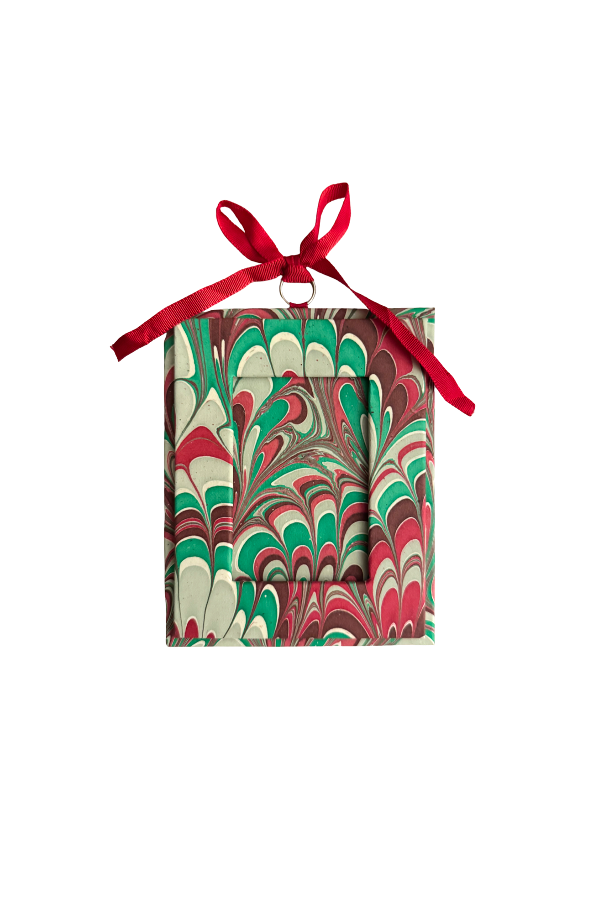 Holiday Picture Frame Ornament in Festive Marble