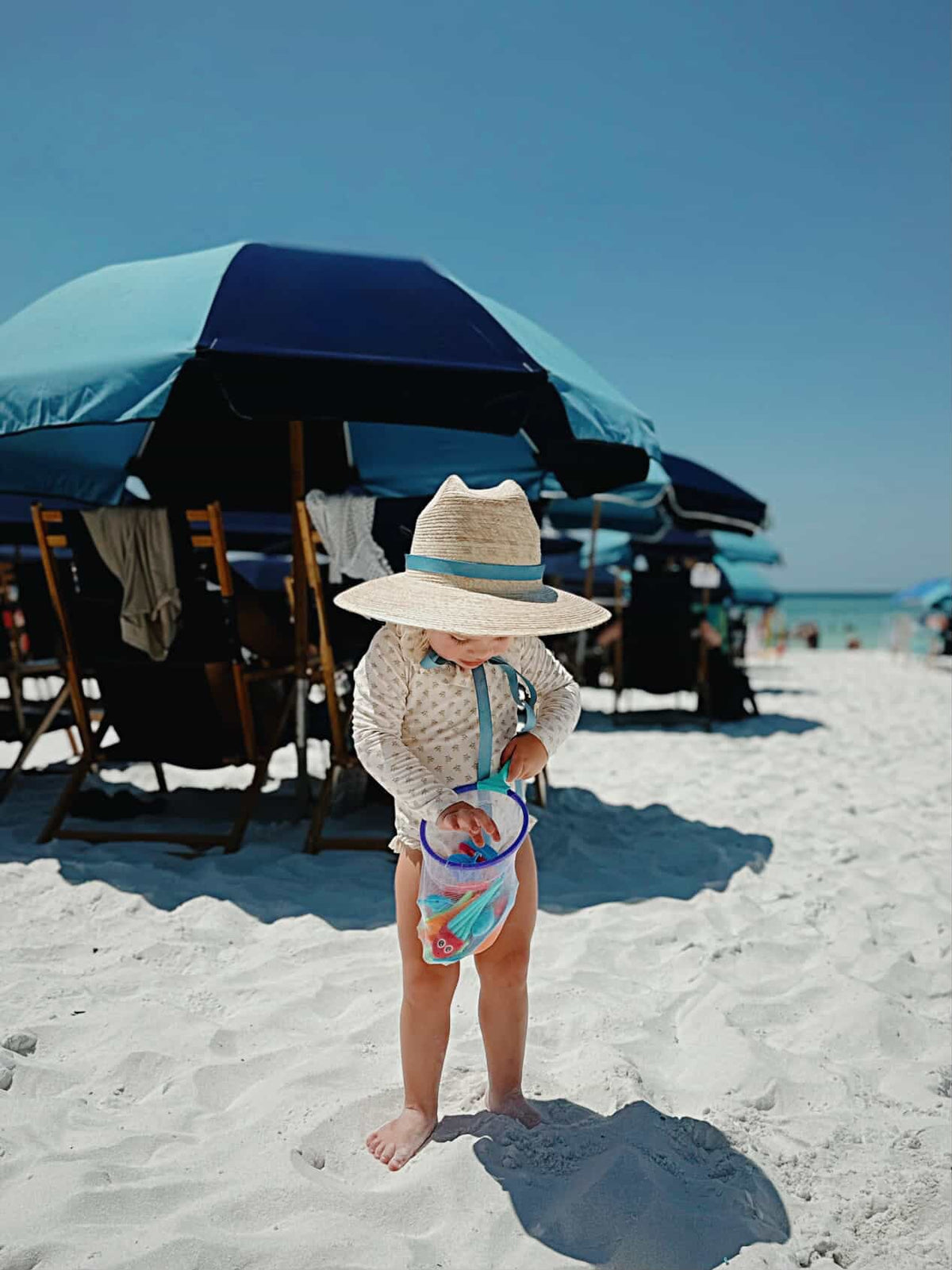 Petunia Girl&#39;s Sun Hat - Navy Ric-Rac Ribbon | Sarah Bray Bermuda
