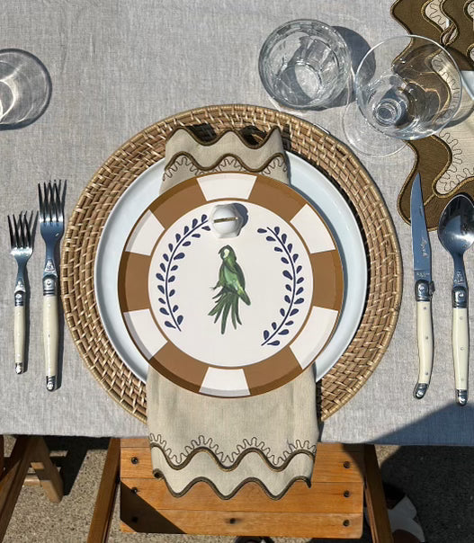 The Figata Napkin Set - Ecru / Olive | Table Two Studio