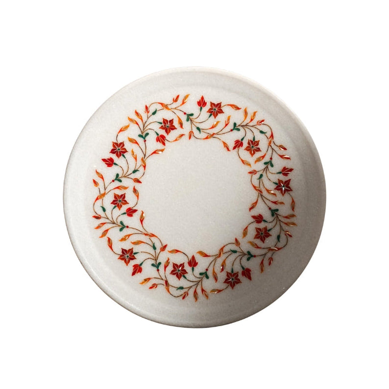 White Round Inlay Platter | Sangemar