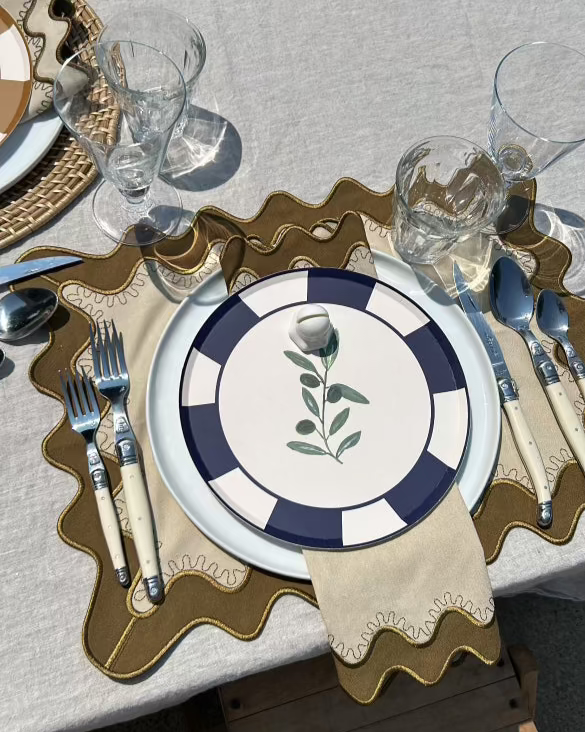 The Figata Placemat Set - Ecru / Olive | Table Two Studio