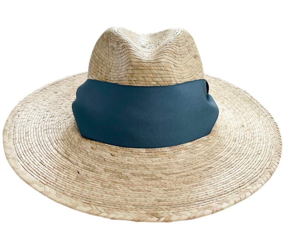 Zinnia Sun Hat - Wide &amp; Short French Blue Grosgrain Ribbon | Sarah Bray Bermuda