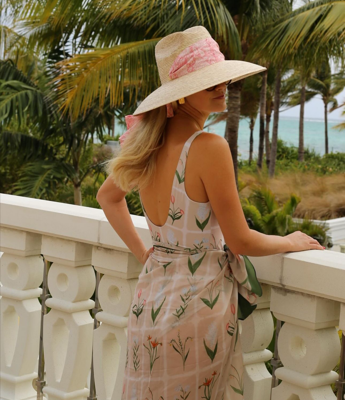 Hollyhock Sun Hat - White Long Grosgrain Ribbon