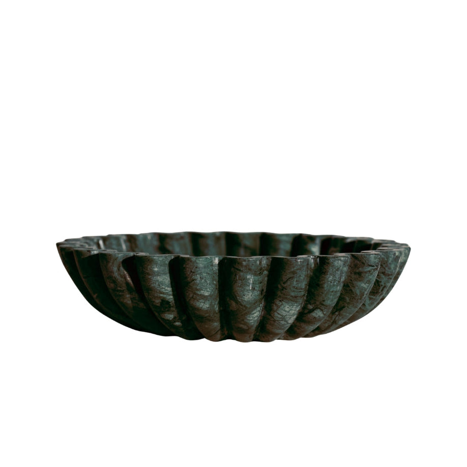 Fluted Forest Green Marble Bowl | Sangemar