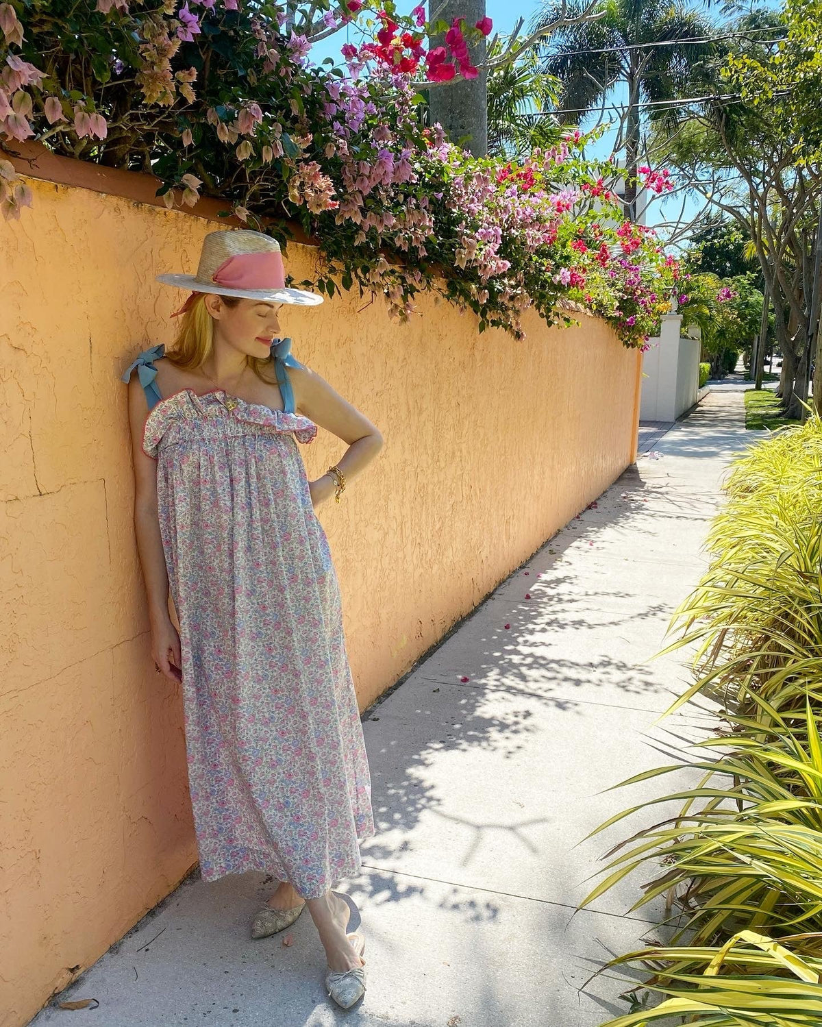 Zinnia Sun Hat - Wide &amp; Short French Blue Grosgrain Ribbon | Sarah Bray Bermuda
