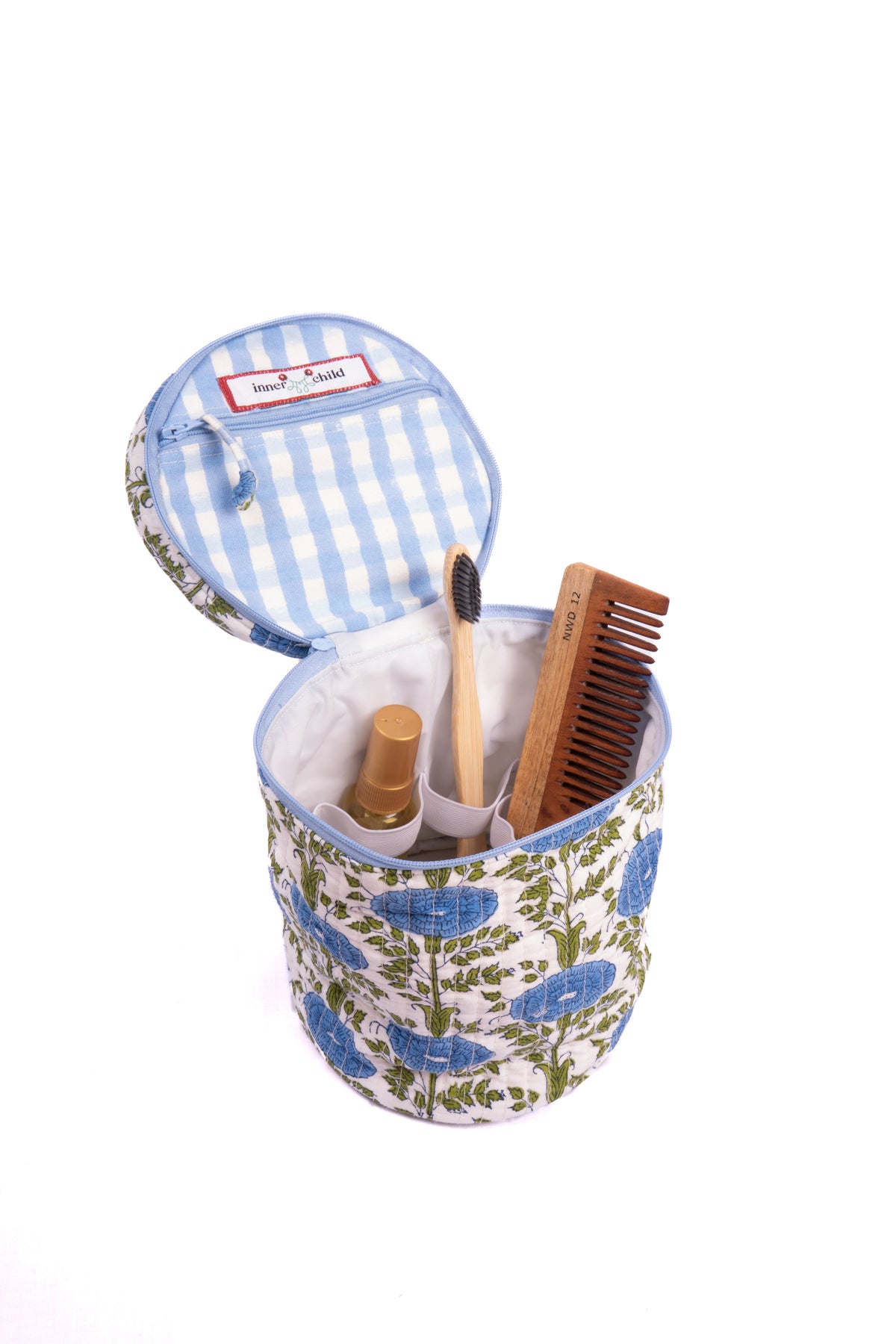 Blue Araminta Upright Makeup Bag | Inner Child
