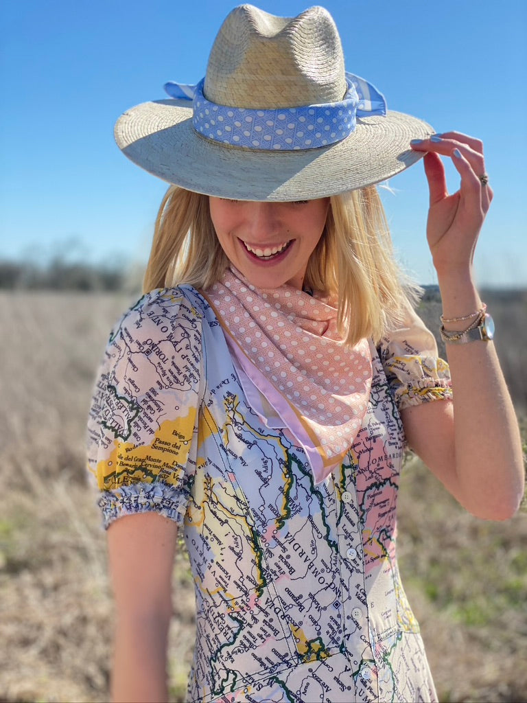Zinnia Sun Hat - Wide &amp; Short French Blue Grosgrain Ribbon | Sarah Bray Bermuda