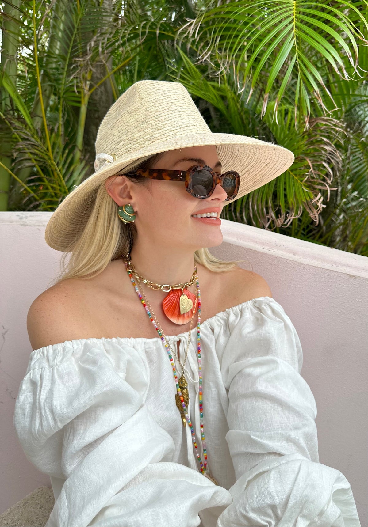 Hollyhock Sun Hat -  Vintage Azure Garden Rose Long Ribbon