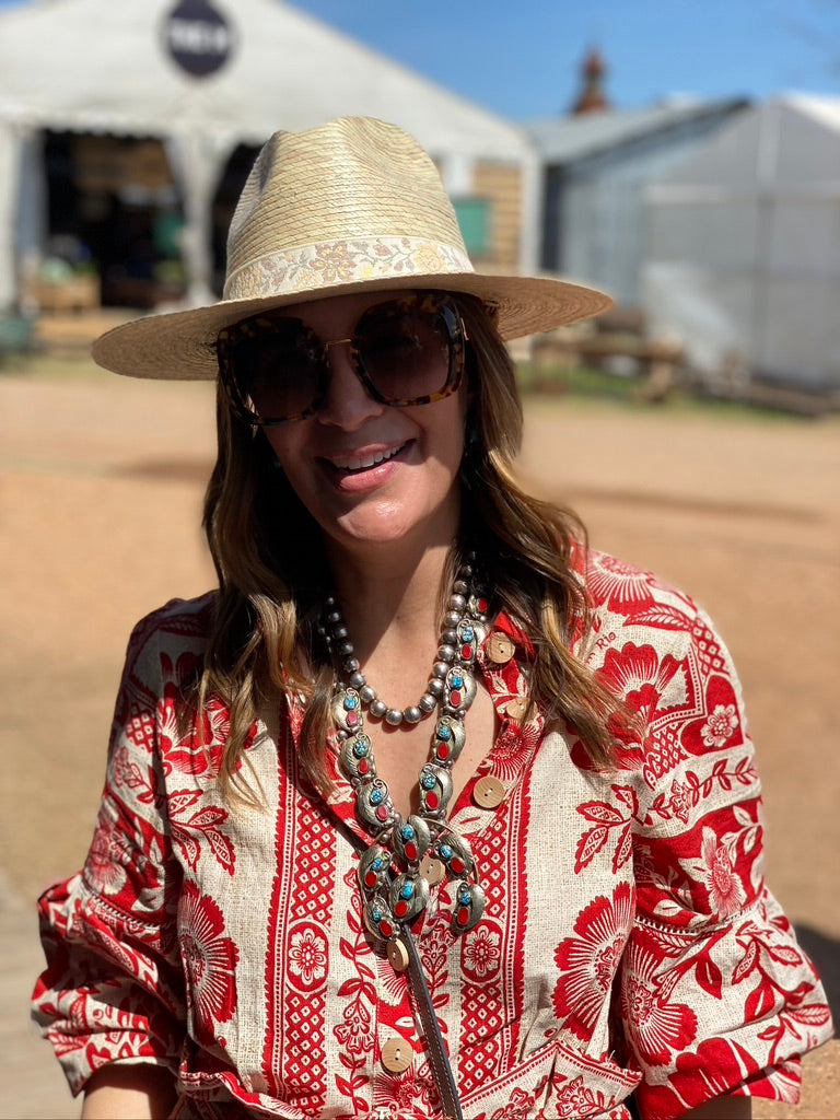 Zinnia Sun Hat - Wide &amp; Short French Blue Grosgrain Ribbon | Sarah Bray Bermuda