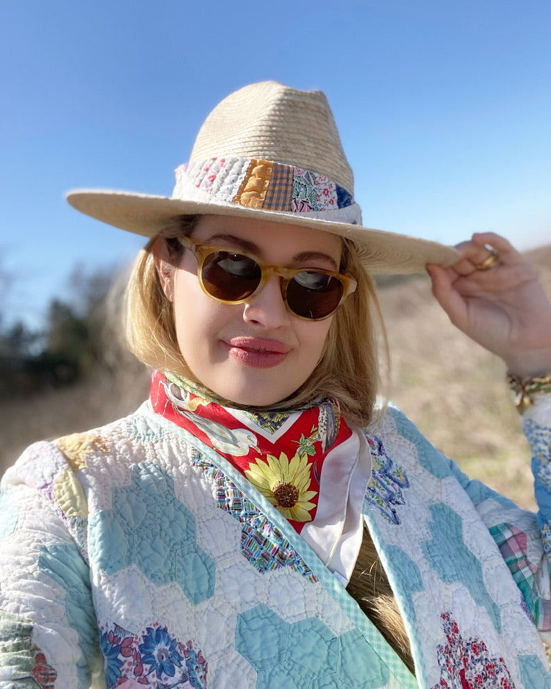 Zinnia Sun Hat - Wide &amp; Short French Blue Grosgrain Ribbon | Sarah Bray Bermuda