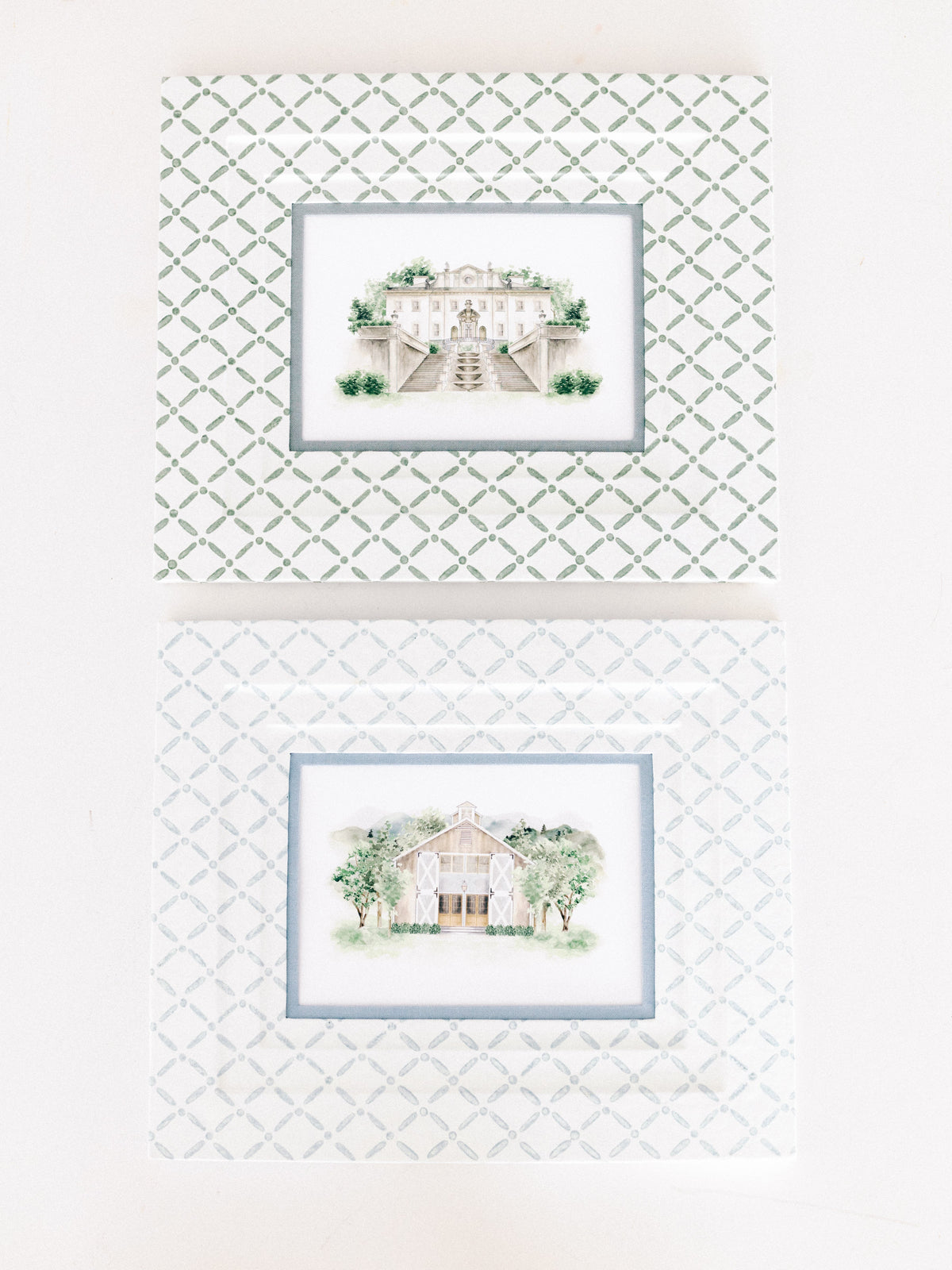 5x7 Block Printed Picture Frame in Croix Blue