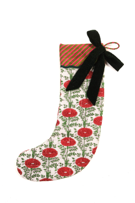 Blockprint Stocking in Araminta Green