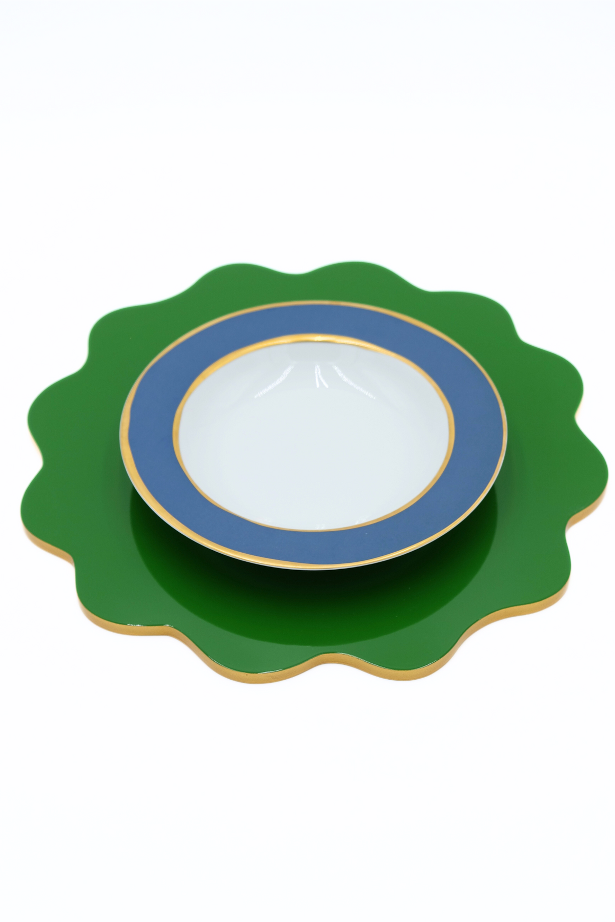 Garden Green Scalloped Lacquerware Placemat Set