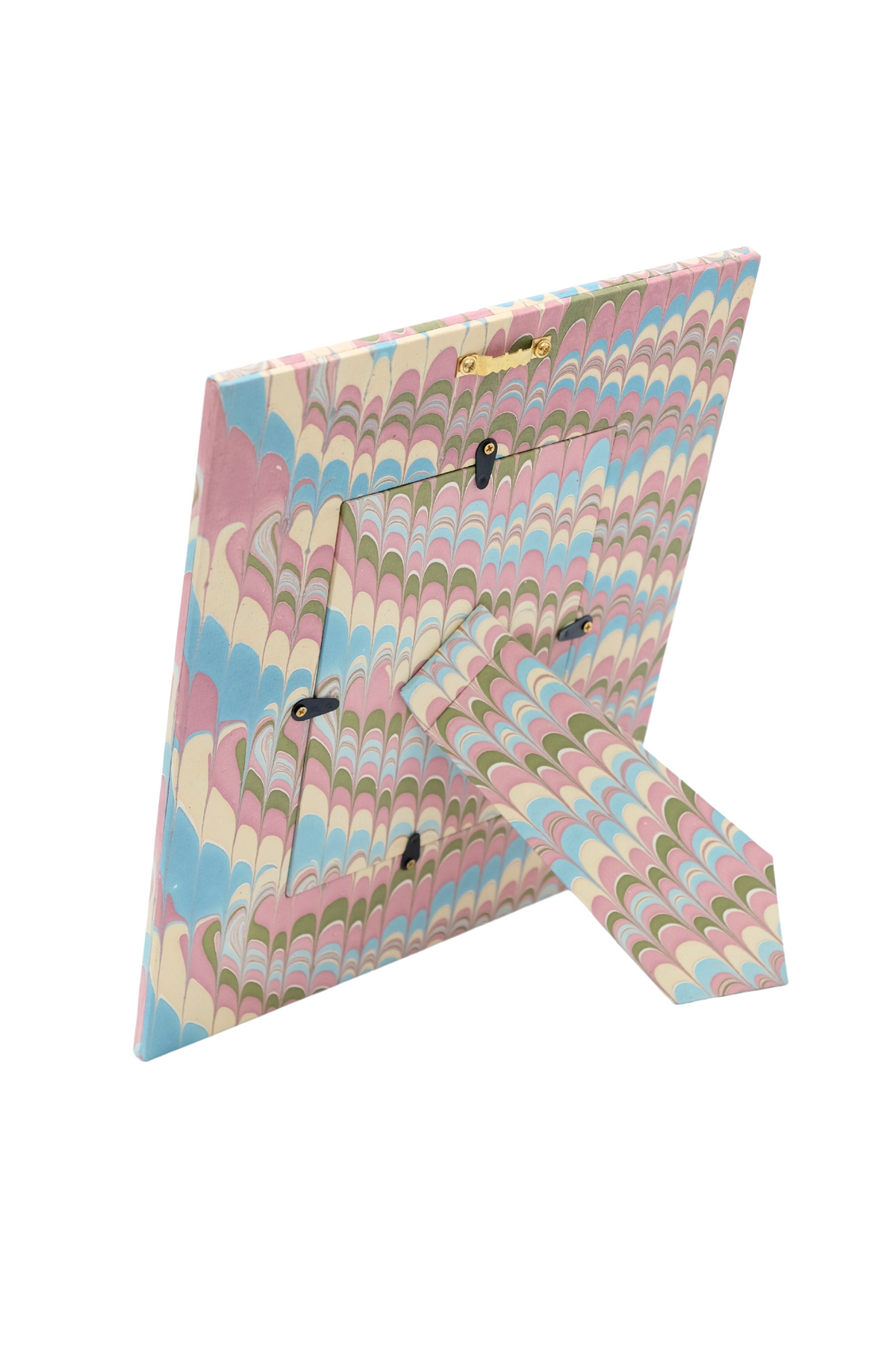 Hand-Marbled Large Wall Picture Frame in Lilac Blue, 5x7