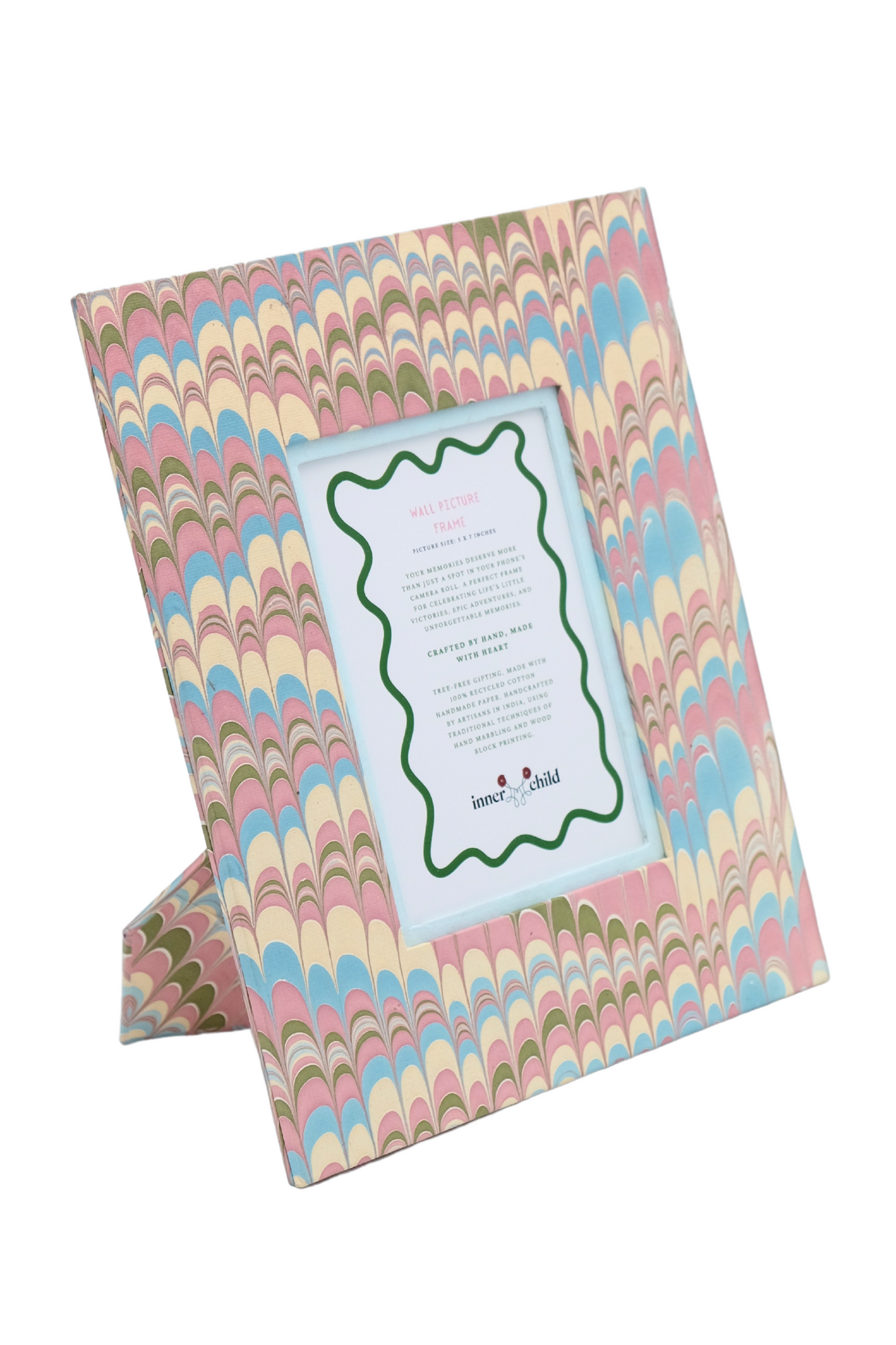 Hand-Marbled Large Wall Picture Frame in Lilac Blue, 5x7