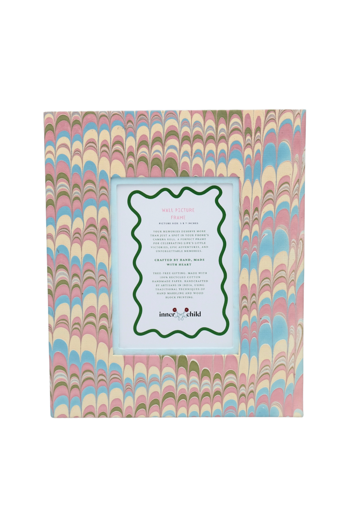 Hand-Marbled Large Wall Picture Frame in Lilac Blue, 5x7