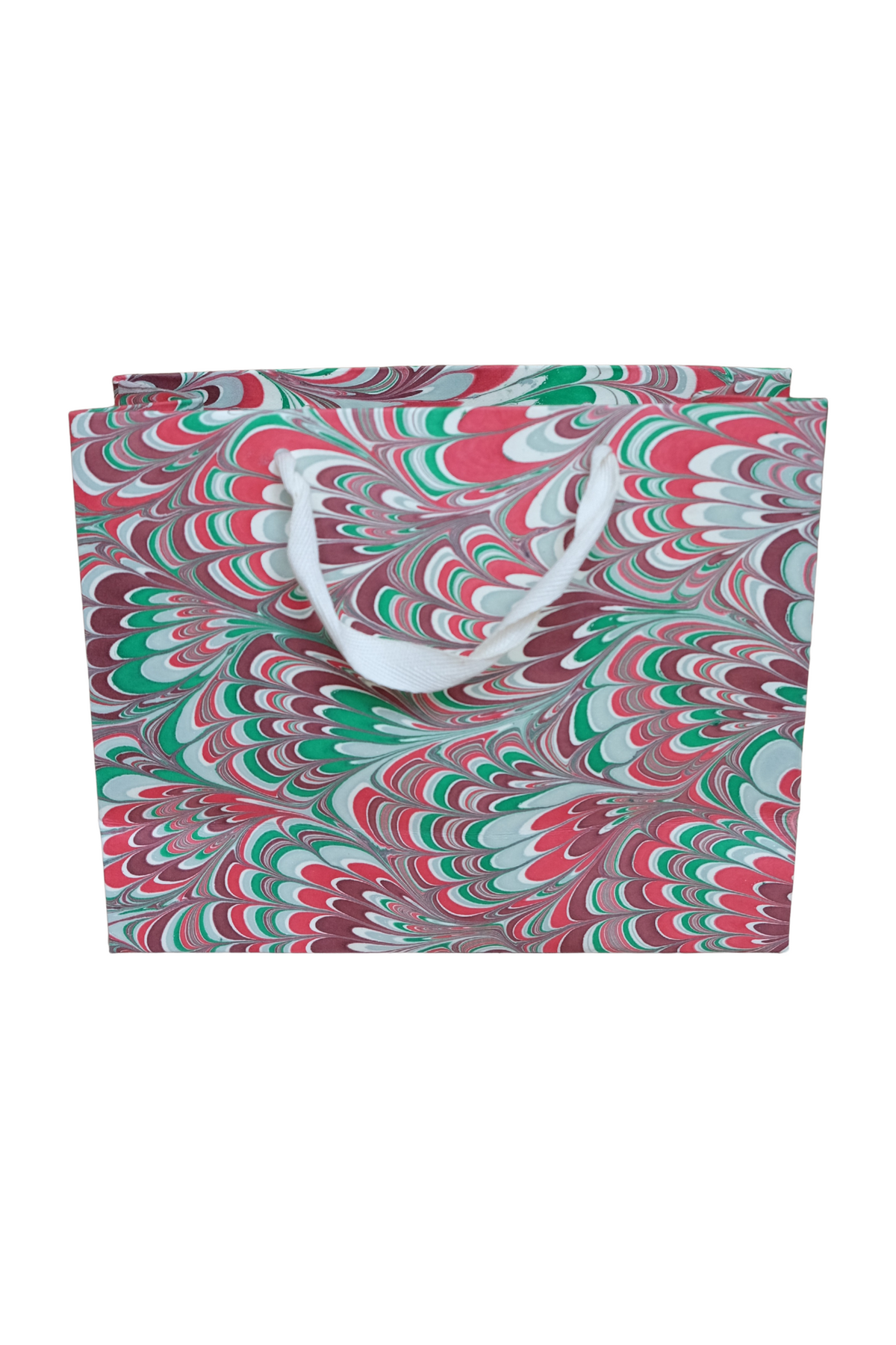 Holiday Festive Hand Marbled Gift Bag (Medium)