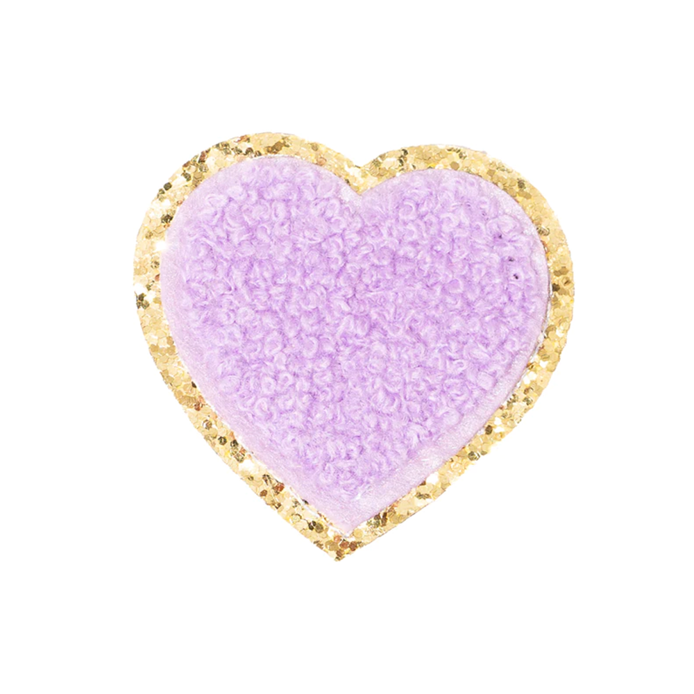 Chenille Sparkle Heart Patches (Set of 2)