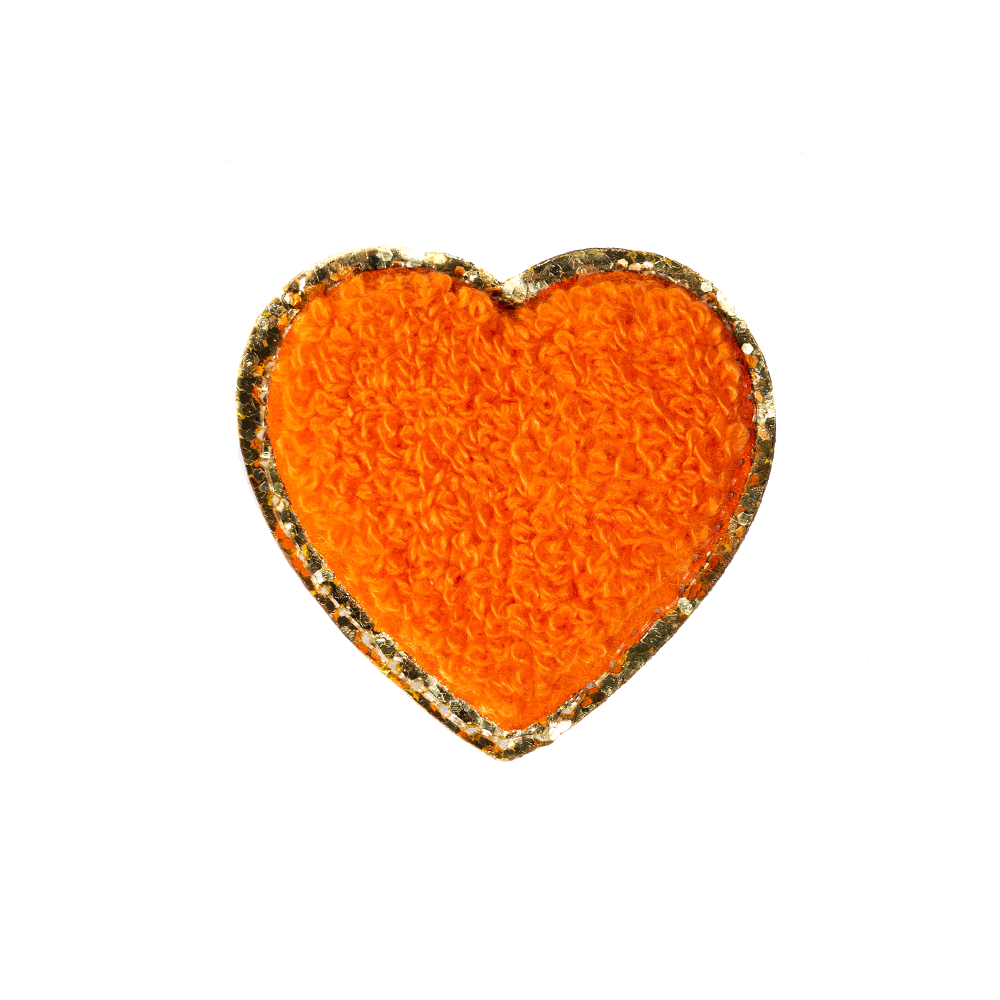 Chenille Sparkle Heart Patches (Set of 2)