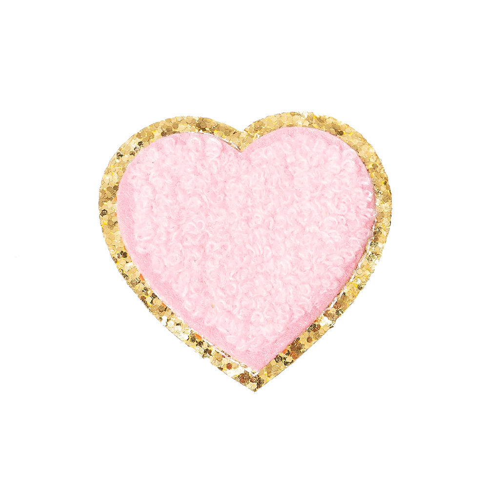 Chenille Sparkle Heart Patches (Set of 2)