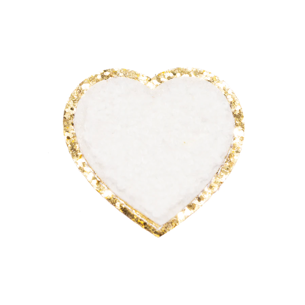 Chenille Sparkle Heart Patches (Set of 2)