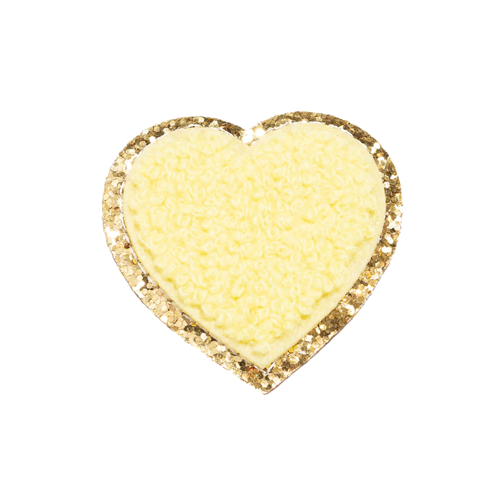Chenille Sparkle Heart Patches (Set of 2)
