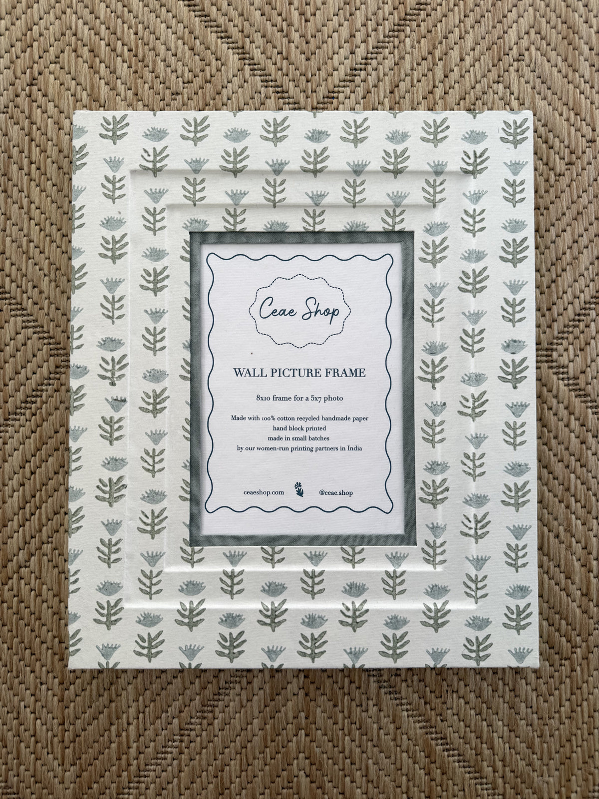 Block Printed Wall Picture Frame in Claire Serene | Ceae Shop