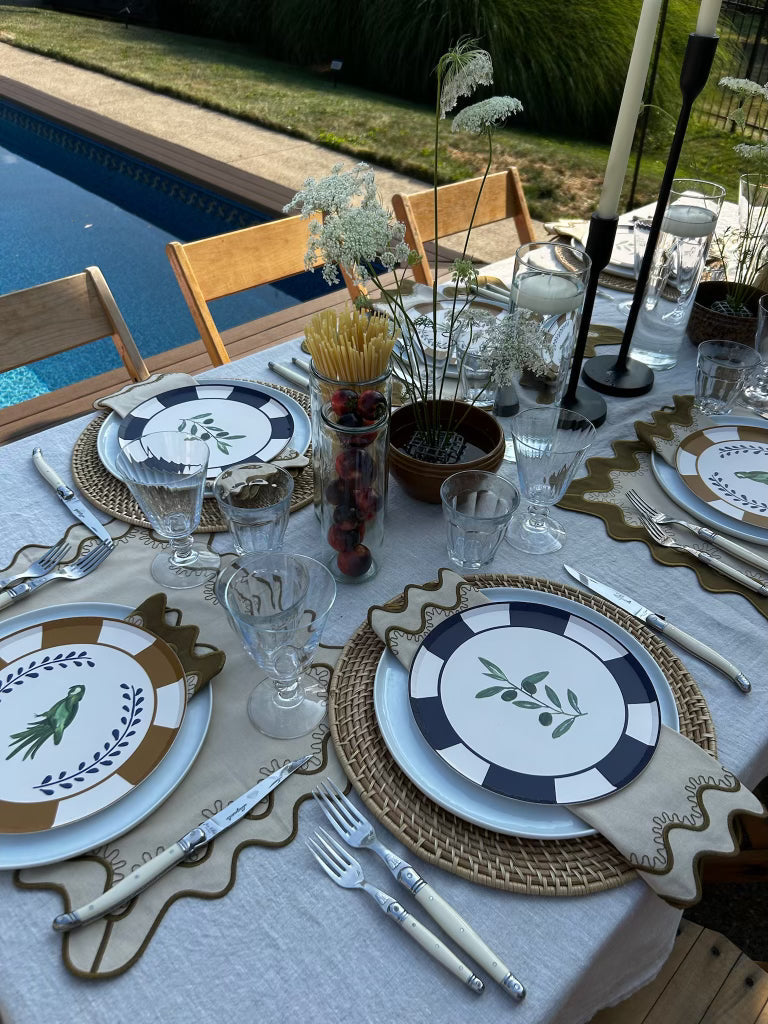 The Figata Napkin Set - Ecru / Olive | Table Two Studio