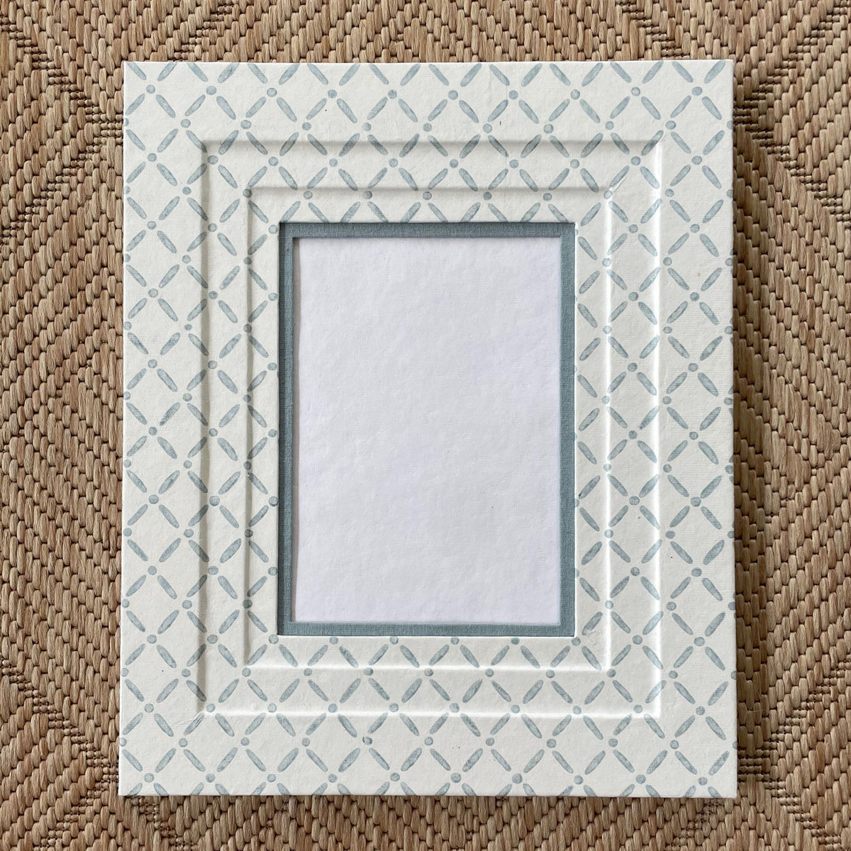 5x7 Block Printed Picture Frame in Croix Blue
