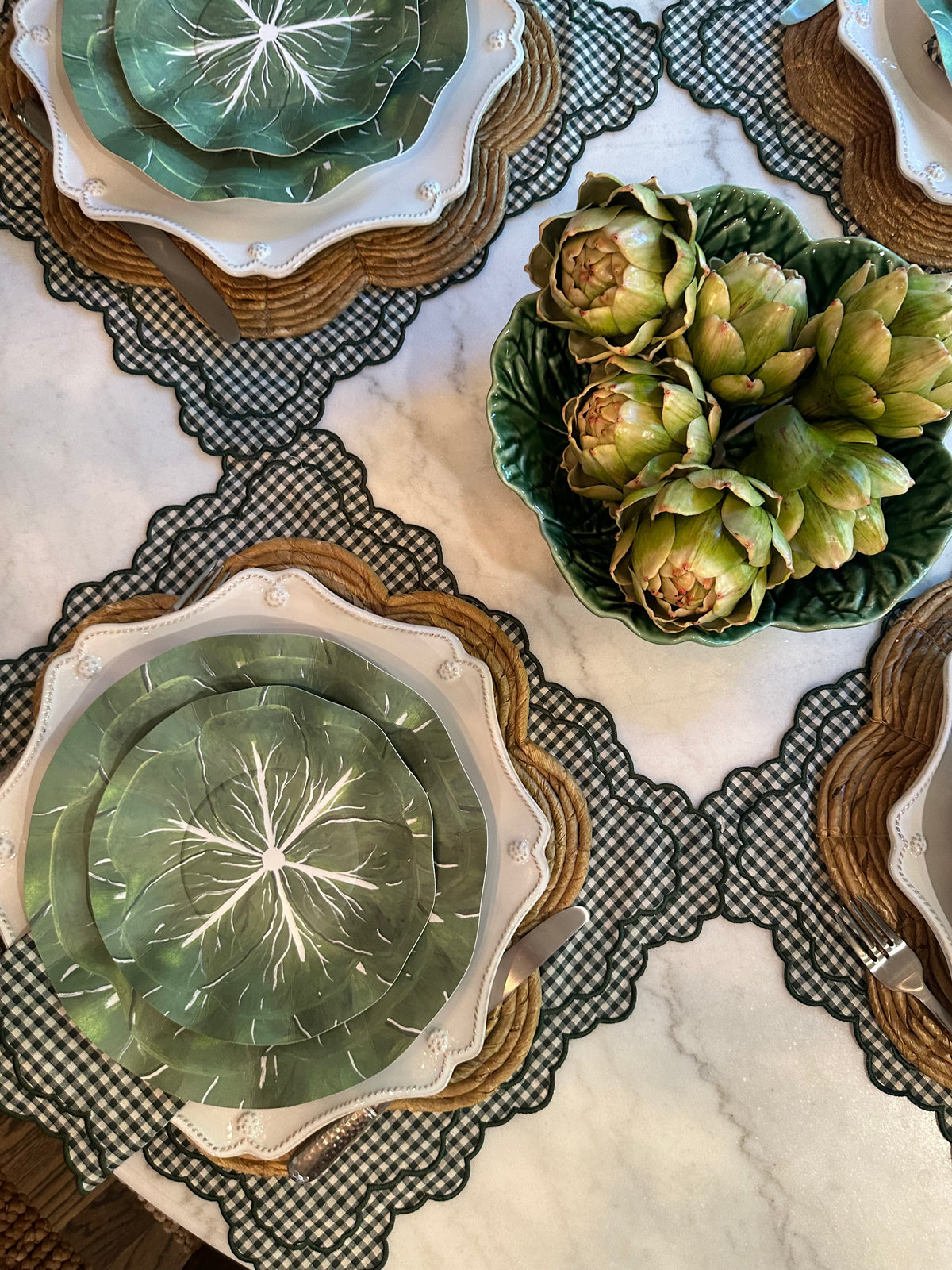 Brooks Placemat Set - Emerald Gingham | Table Two Studio