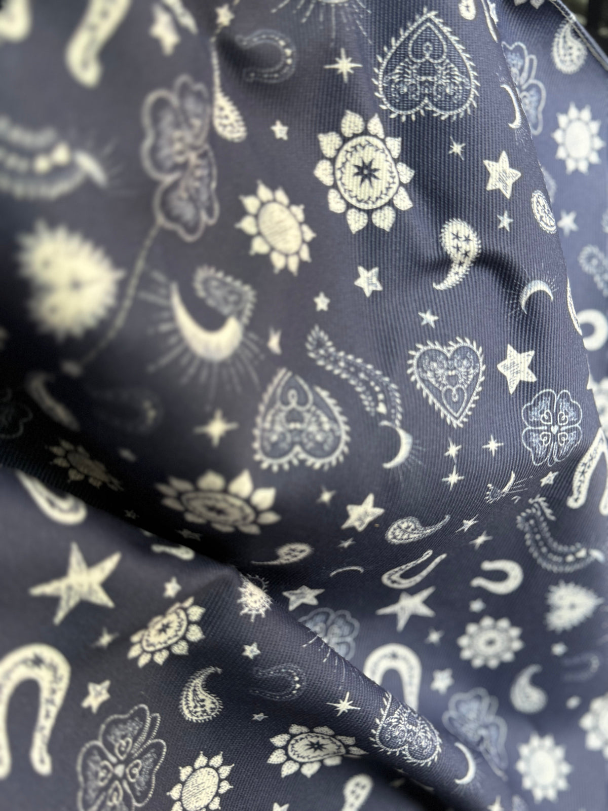 Jumbo Slouchy Denim Tote, HEARTS AND HORSESHOES