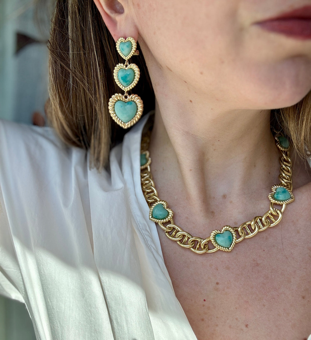Sloan Triple Heart Earrings  | Kimono Dragon