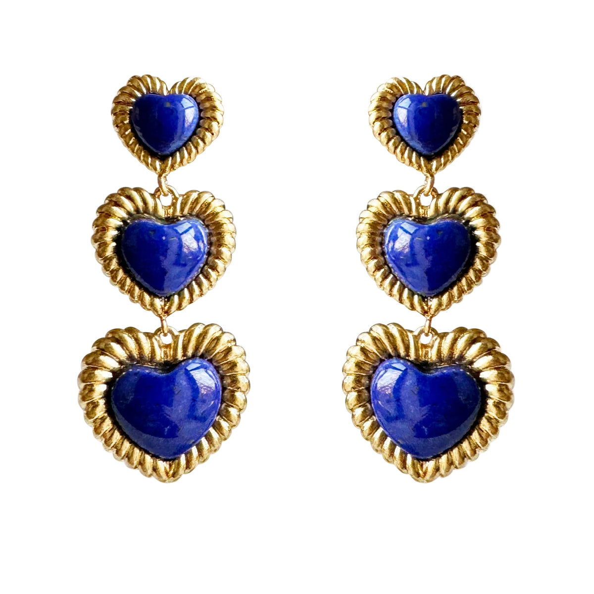 Sloan Triple Heart Earrings  | Kimono Dragon