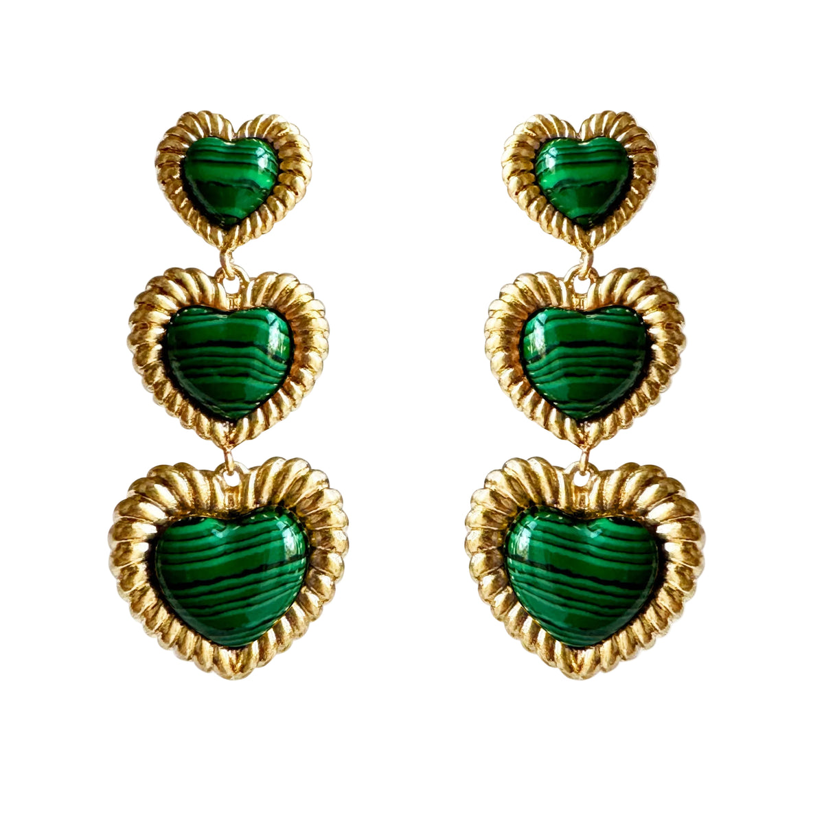 Sloan Triple Heart Earrings  | Kimono Dragon