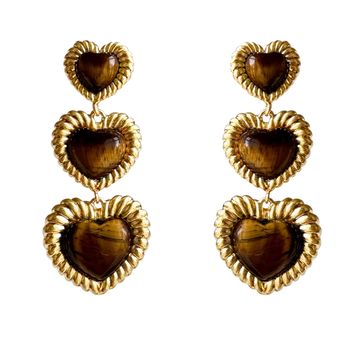 Sloan Triple Heart Earrings  | Kimono Dragon