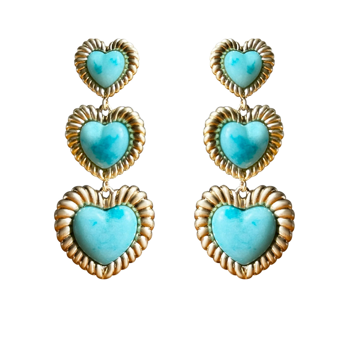 Sloan Triple Heart Earrings  | Kimono Dragon